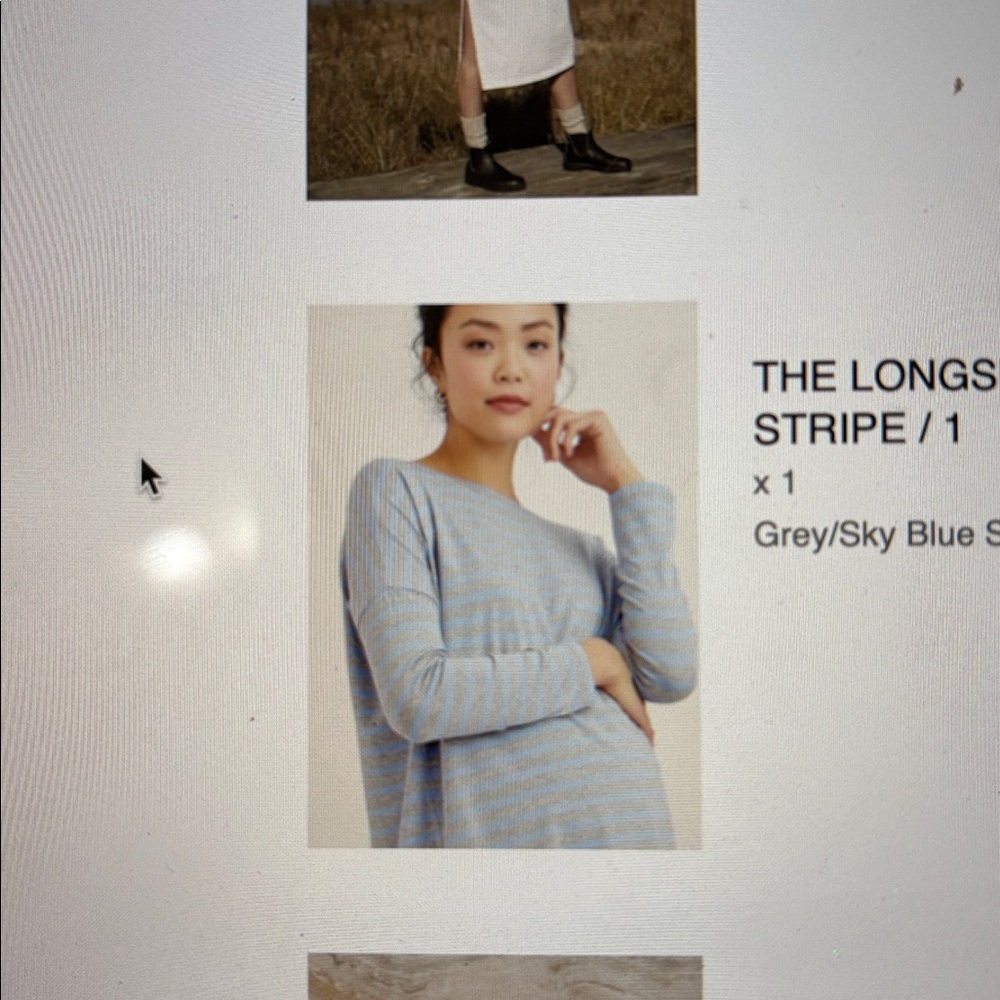 Hatch Long Sleeve Top (Maternity) - Gray and Sky Blue Stripes